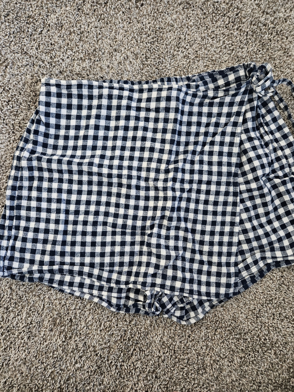 Womens Navy and White Gingham Skort